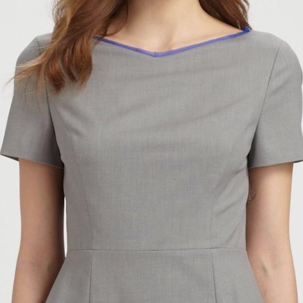 NEW - Elie Tahari Grey Multi Sybil Peplum Dress